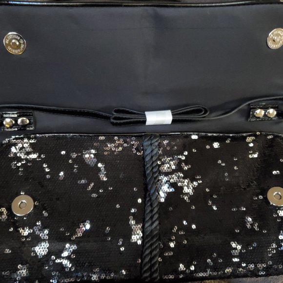 White House Black Market Black Sequin Purse Clutch new with tags - Picture 8 of 9